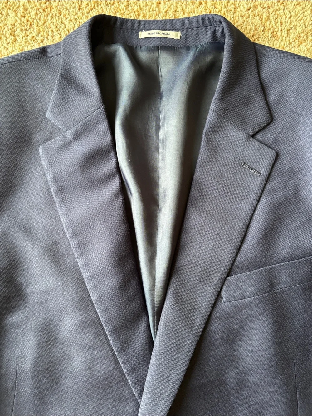 Peter Millar Classic Navy Blue Hopsack Wool 2 Btn Blazer Jacket Coat 48 L Tall